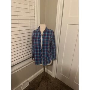 Talbots women's plaid button down 100% Cotton Size Small